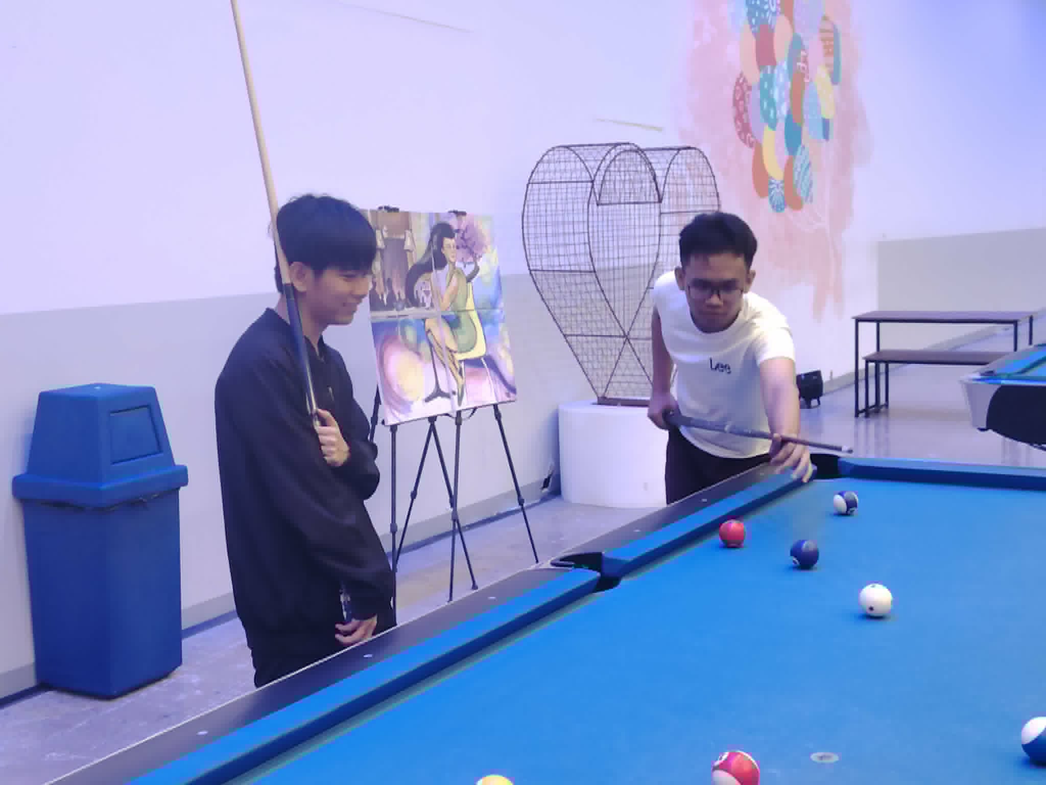 Playing billiards with my buddies